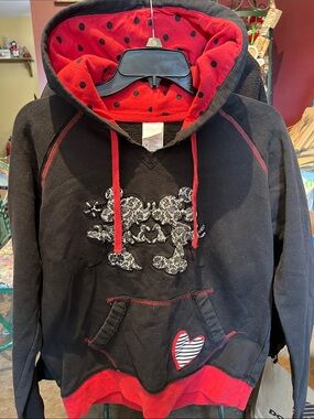 Disney original Minnie ❤️’s Mickey hooded sweatshirt polka dots inside hood